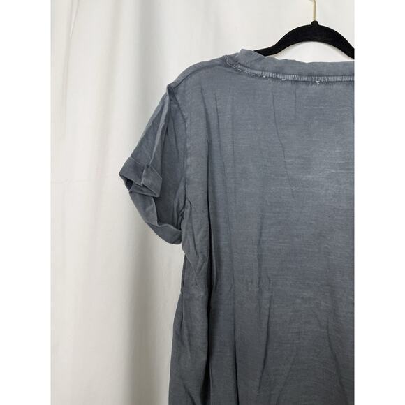 NWT Tempo Paris Women's High-Low V-Neck Rolled Sleeve Tee Medium Blue/Gray Italy - Picture 4 of 7